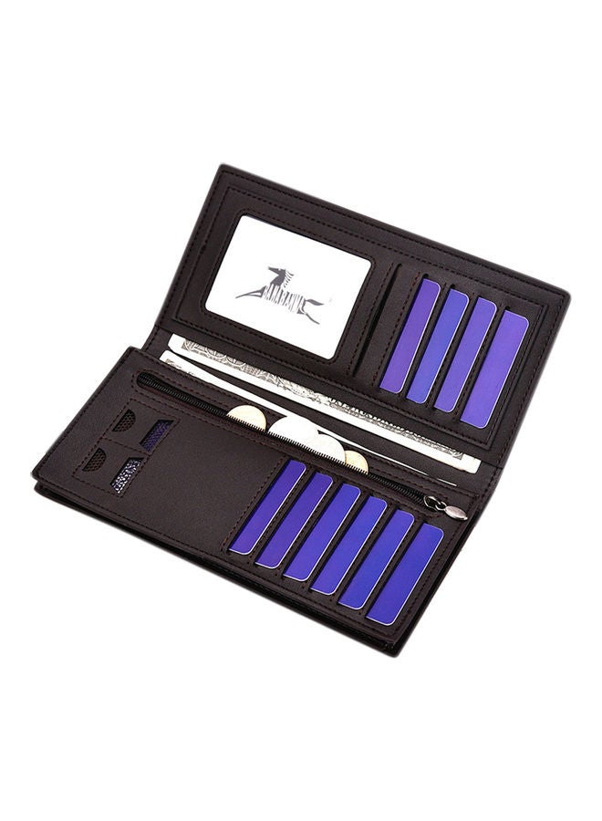 محفظة ذات ثنيتين من جلد البولي يوريثان بلون القهوة - Image 3